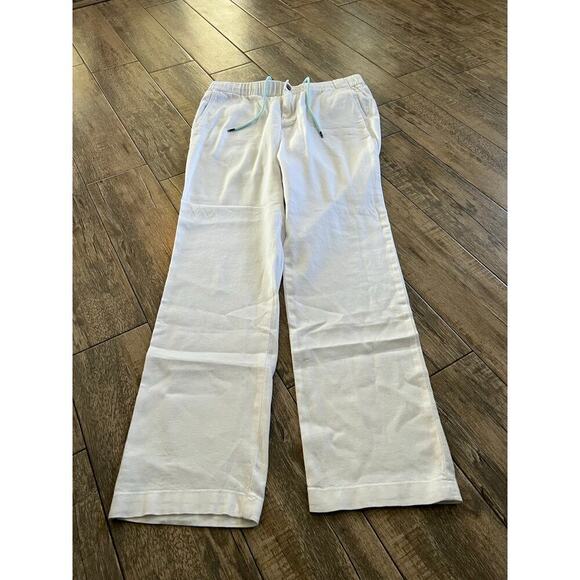 Tommy Bahama Women's White Linen High Rise Drawstring Wide Leg Pants Size Large - Picture 7 of 7